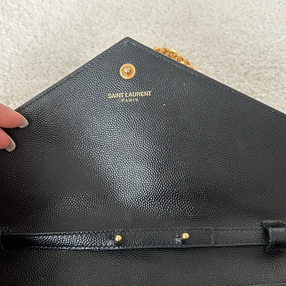 SOLD Saint Laurent YSL Monogram Large Wallet on Chain Grained Leather 100% Auth - Picture 12 of 14